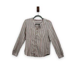 Vintage Top Women Small Mutlicolor Rainbow Stripe Coastal Neutral Classic Preppy